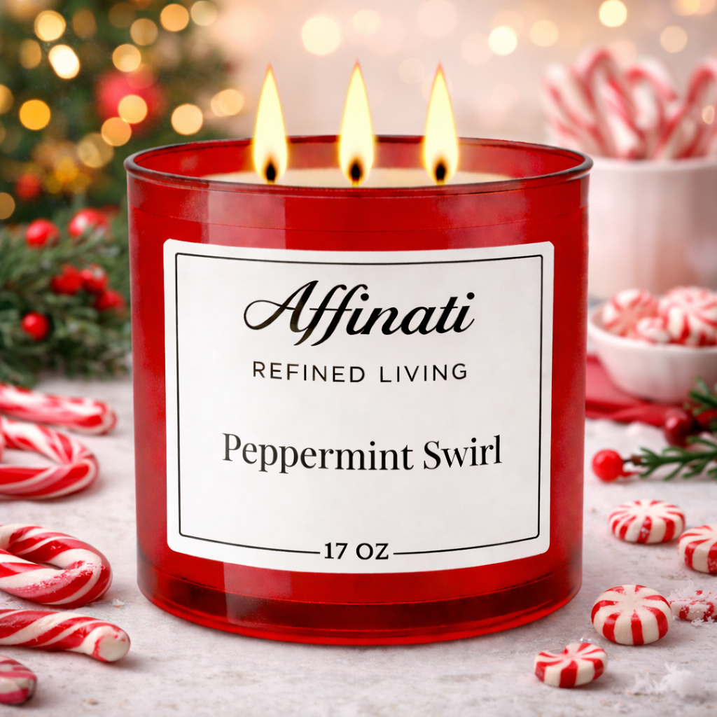 Peppermint Swirl 3-Wick Candle - Affinati