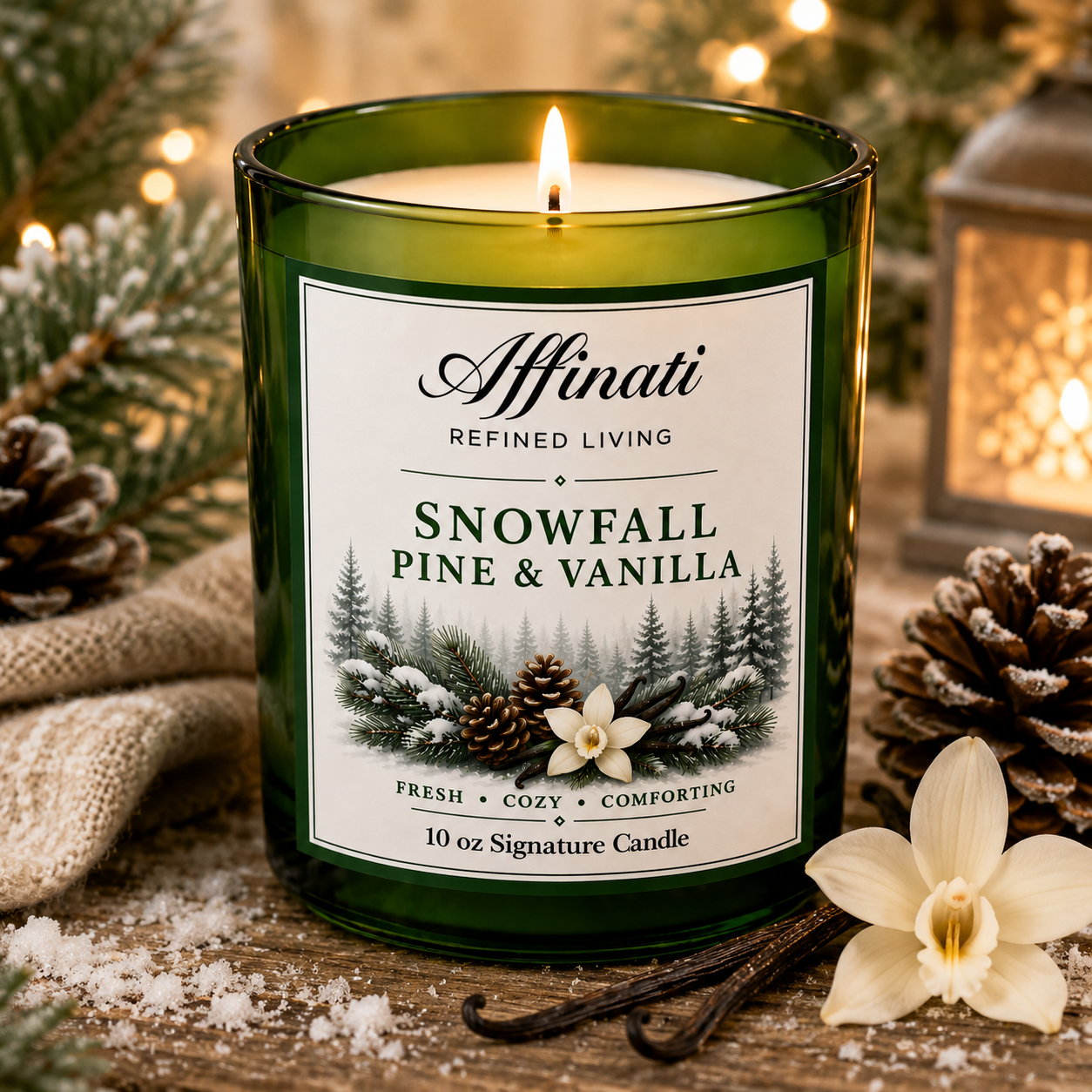 Snowfall Pine & Vanilla 3-Wick Candle - Affinati