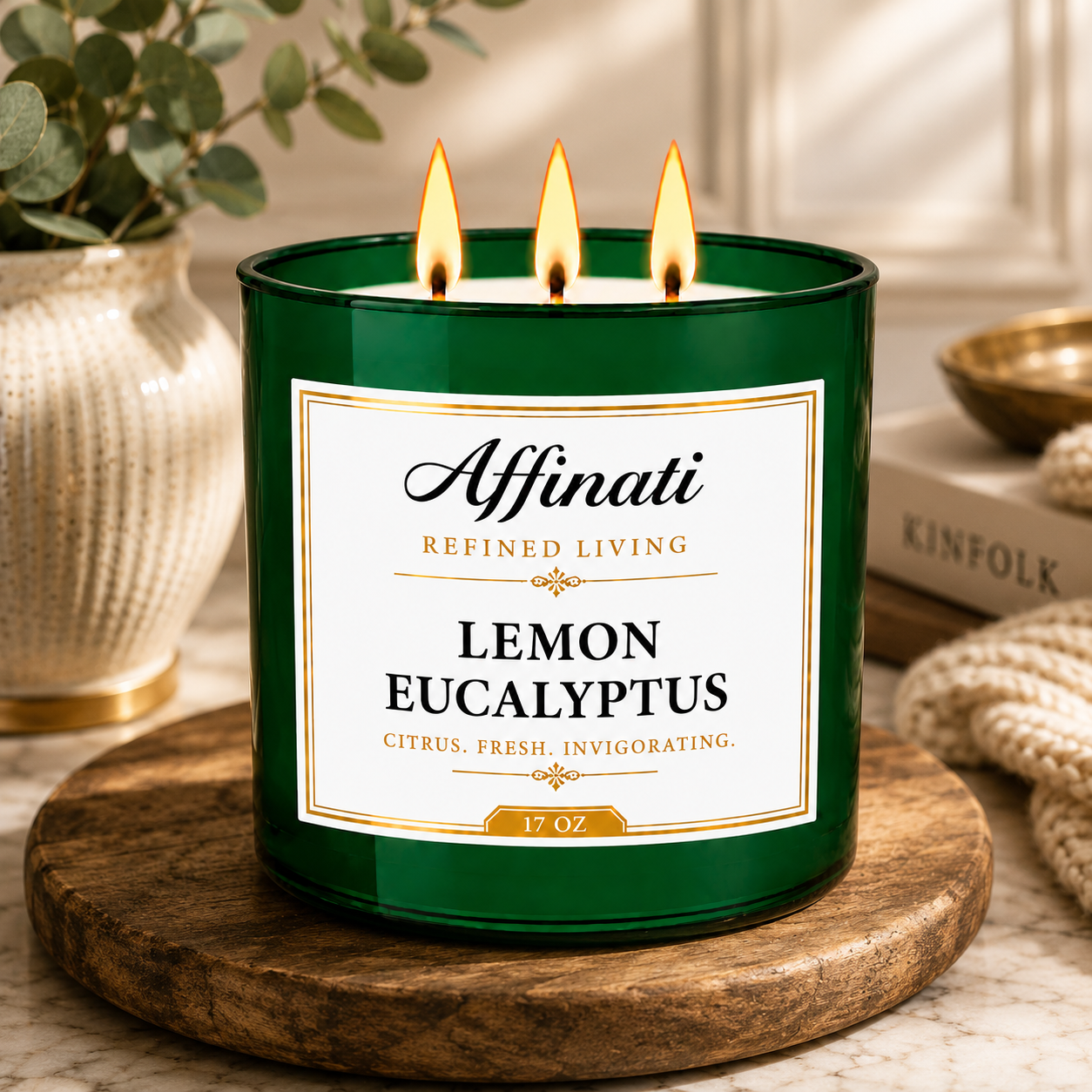 Lemon Eucalyptus 3-Wick Candle - Affinati