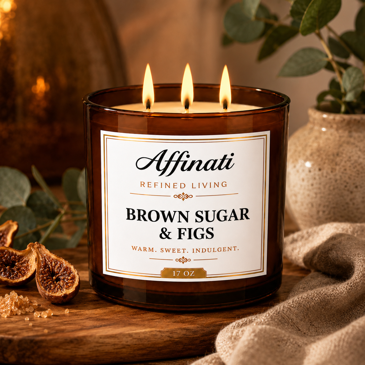 Brown Sugar & Figs 3-Wick Candle - Affinati