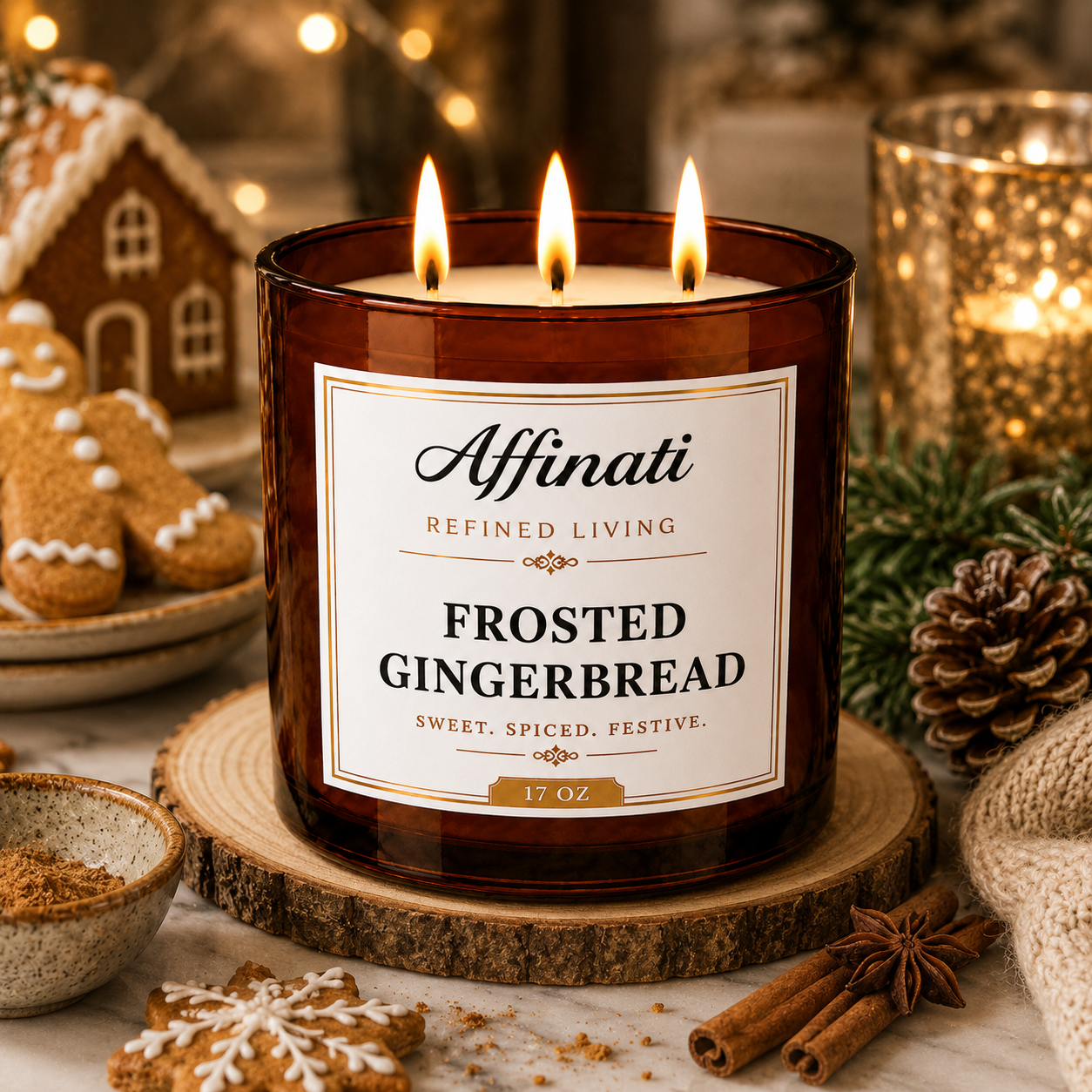Frosted Gingerbread 3-Wick Candle - Affinati