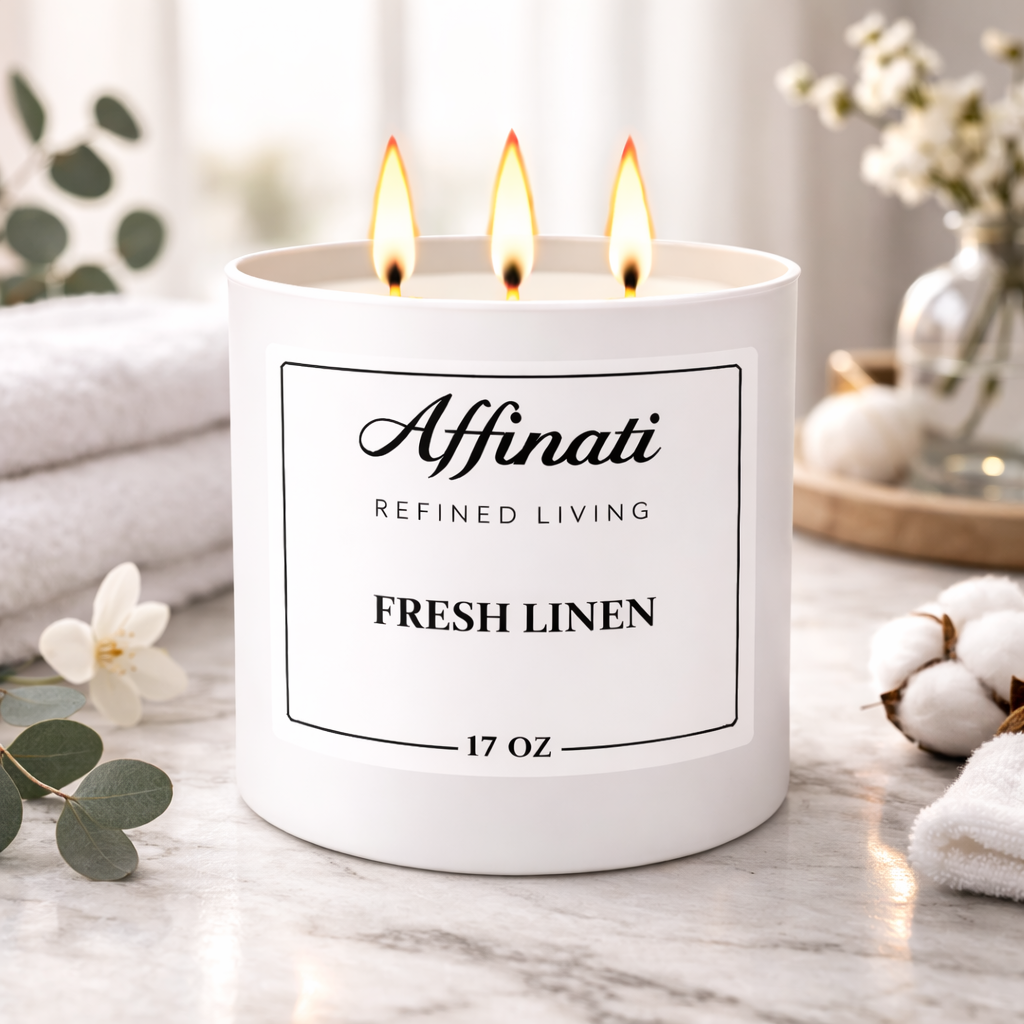Fresh Linen 3-Wick Candle - Affinati