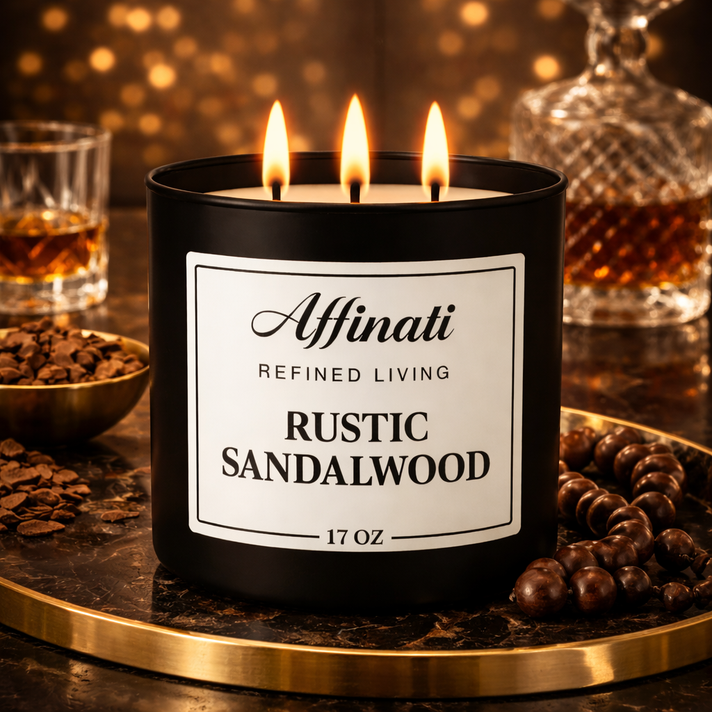 Rustic Sandalwood 3-Wick Candle - Affinati