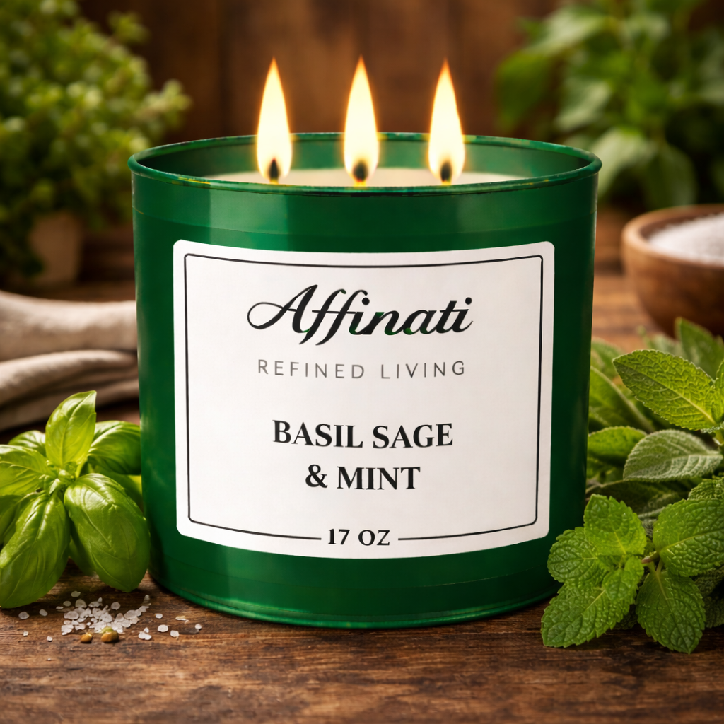Basil Sage & Mint 3-Wick Candle - Affinati