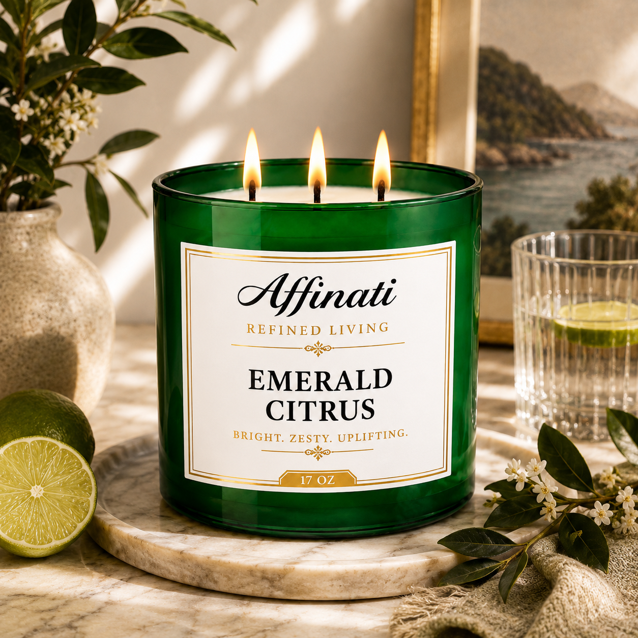 Emerald Citrus 3-Wick Candle - Affinati