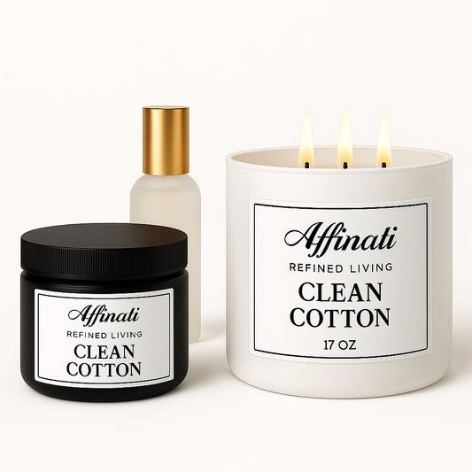Affinati Clean Cotton Collection | Candle, Spray & Lotion