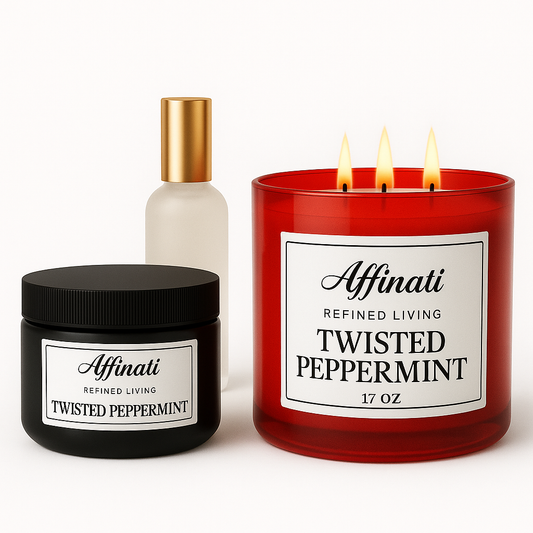 Affinati Twisted Peppermint Collection | Candle, Spray & Lotion