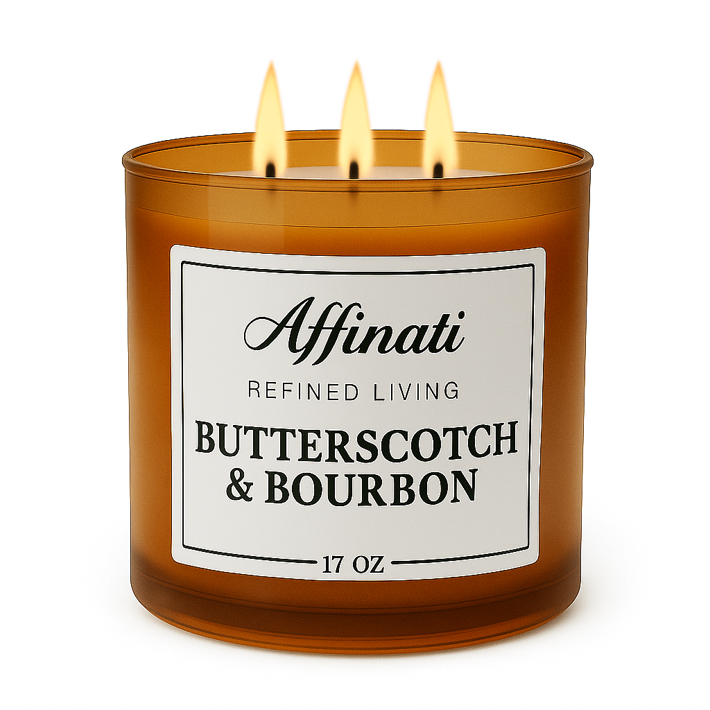 3-Wick Butterscotch & Bourbon Candle - Affinati