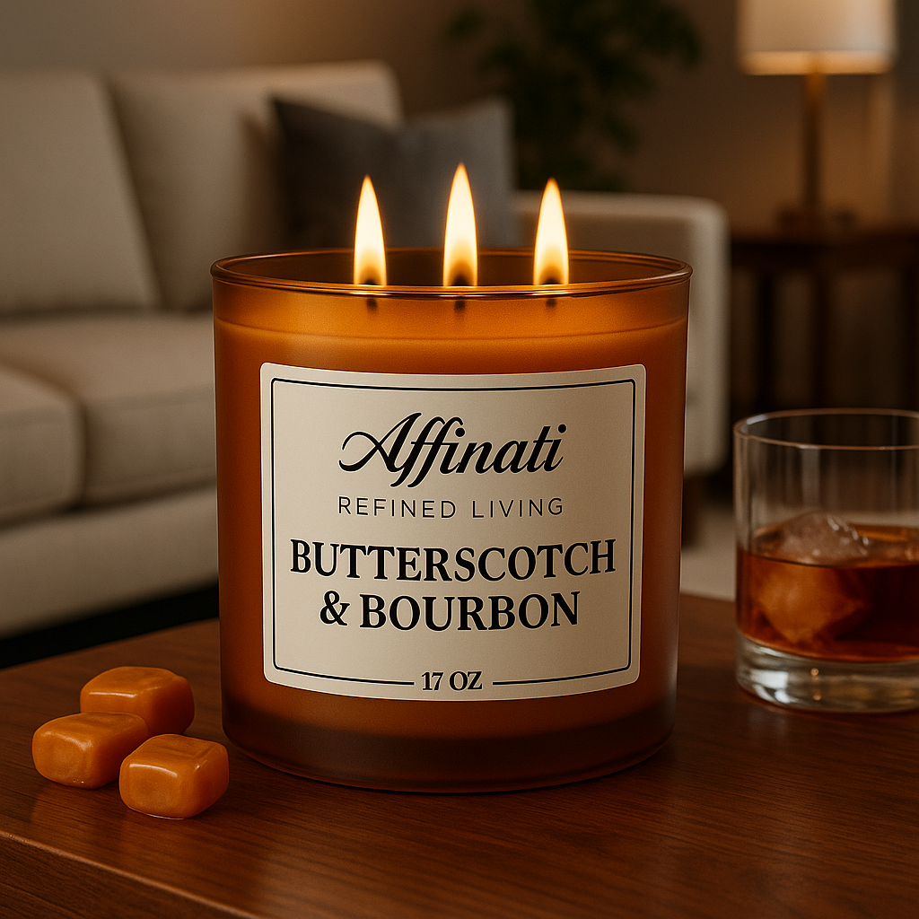3-Wick Butterscotch & Bourbon Candle - Affinati