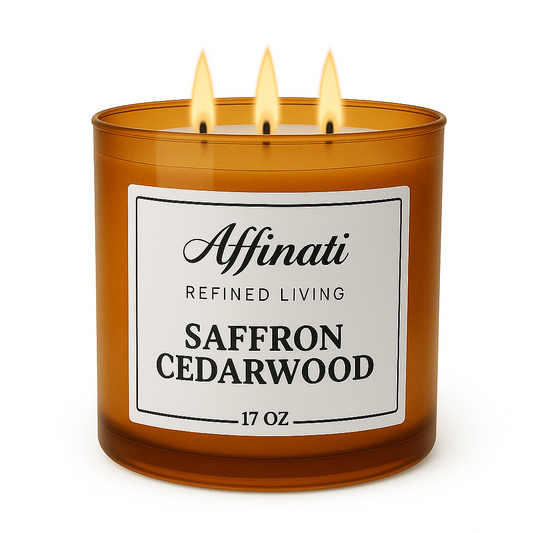3-Wick Saffron Cedarwood Candle - Affinati