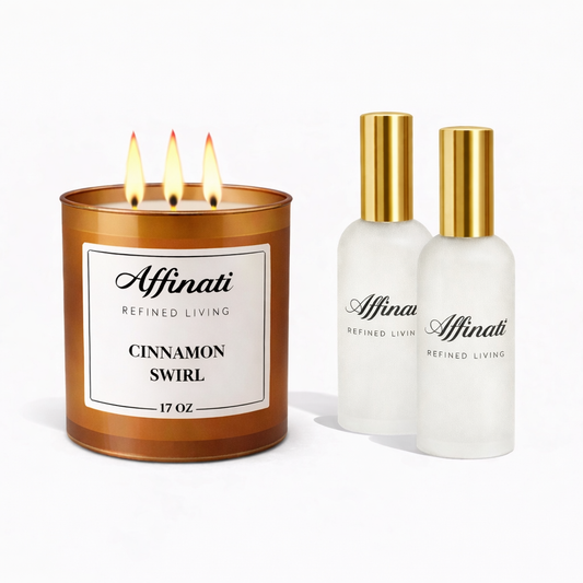 Set Candela e Spray per Ambiente Cannella Intrecciata | Profumo Dolce Speziato