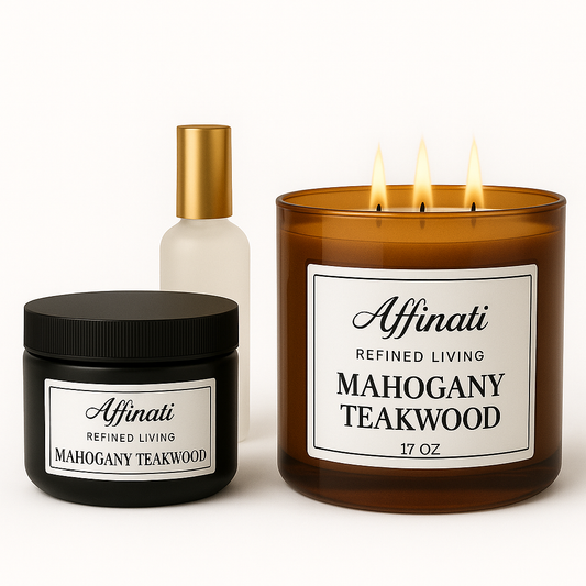 Affinati Mahogany Teakwood Collection | Candle, Spray & Lotion