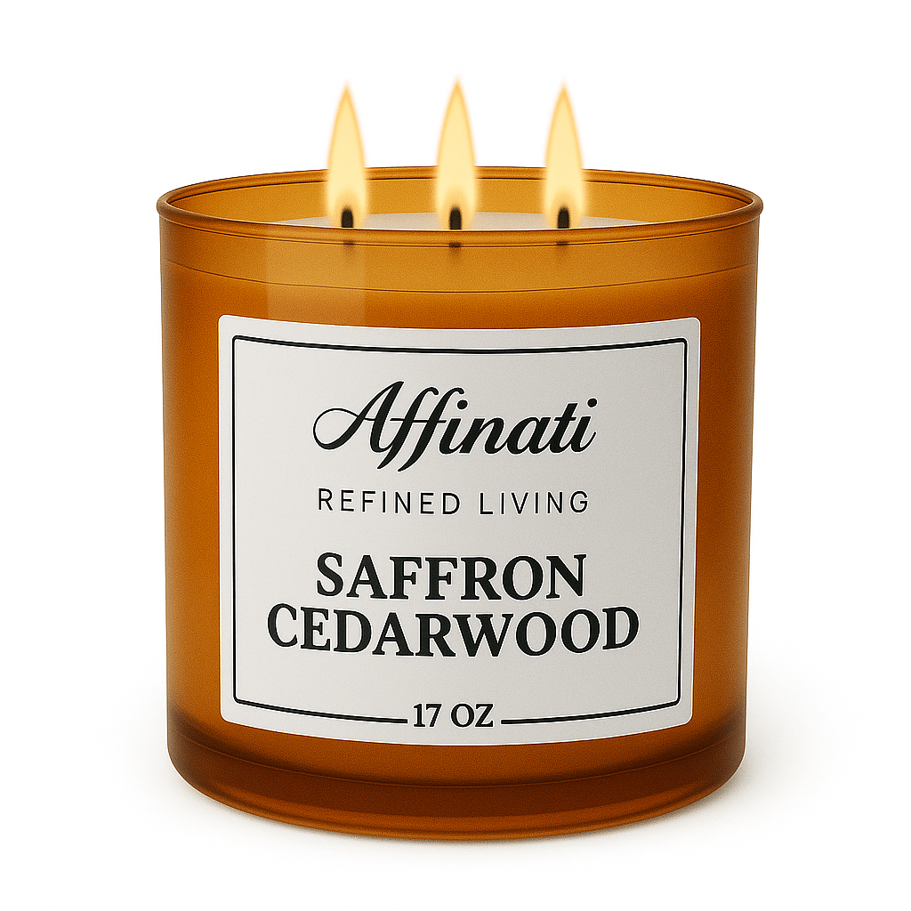 3-Wick Saffron Cedarwood Candle - Affinati