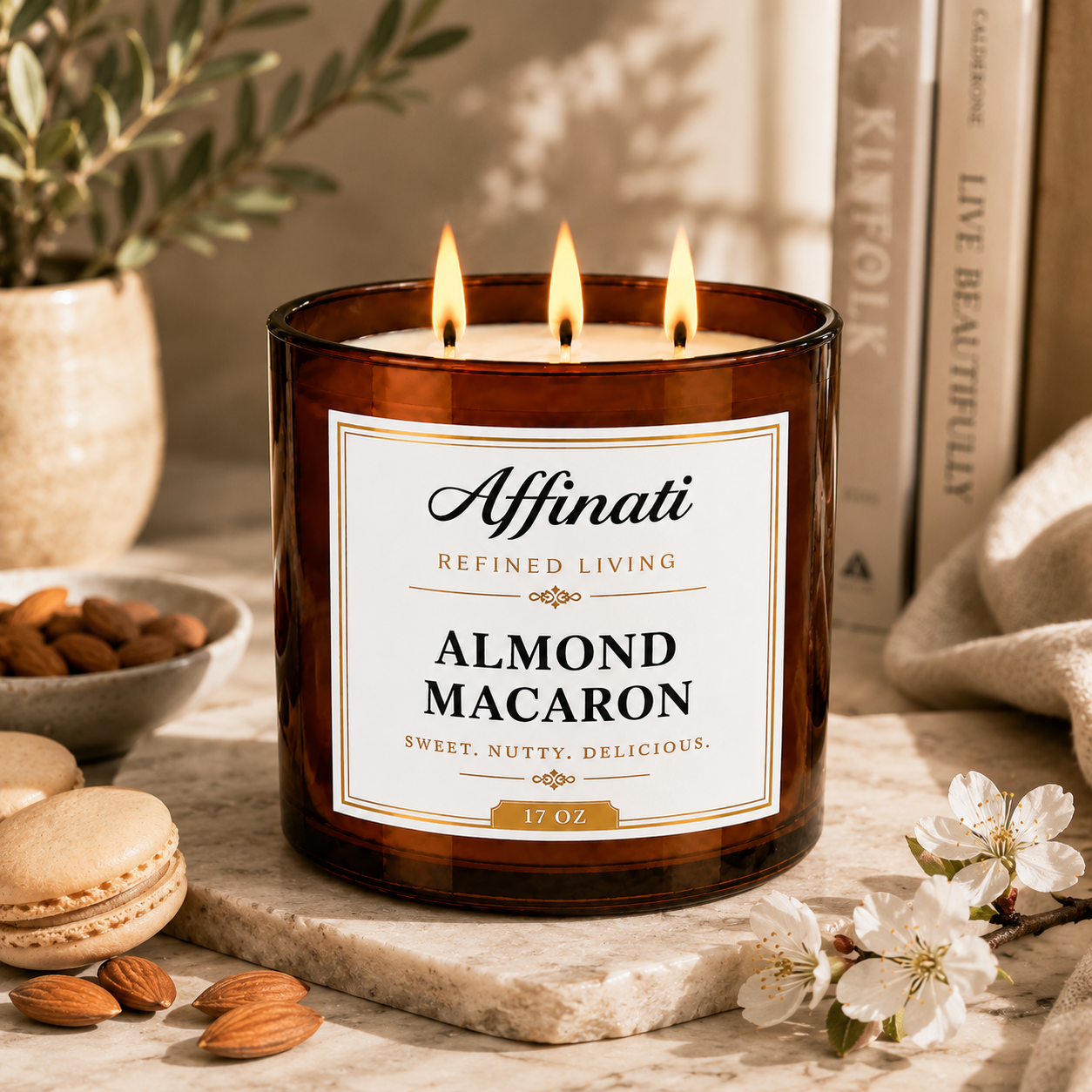 Amandel Macaron 3-Wiek Kaars