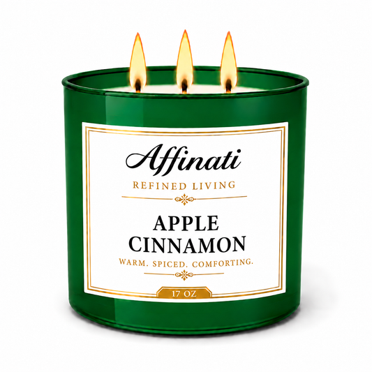 Bougie triple mèche pomme-cannelle