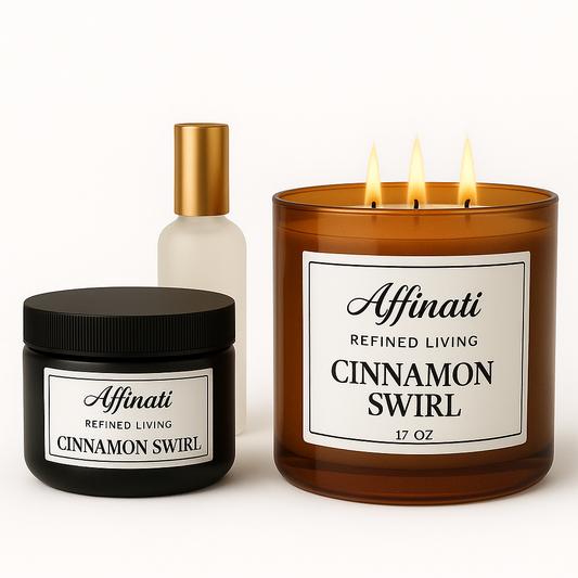 Affinati Cinnamon Swirl Collection | Candle, Spray & Lotion