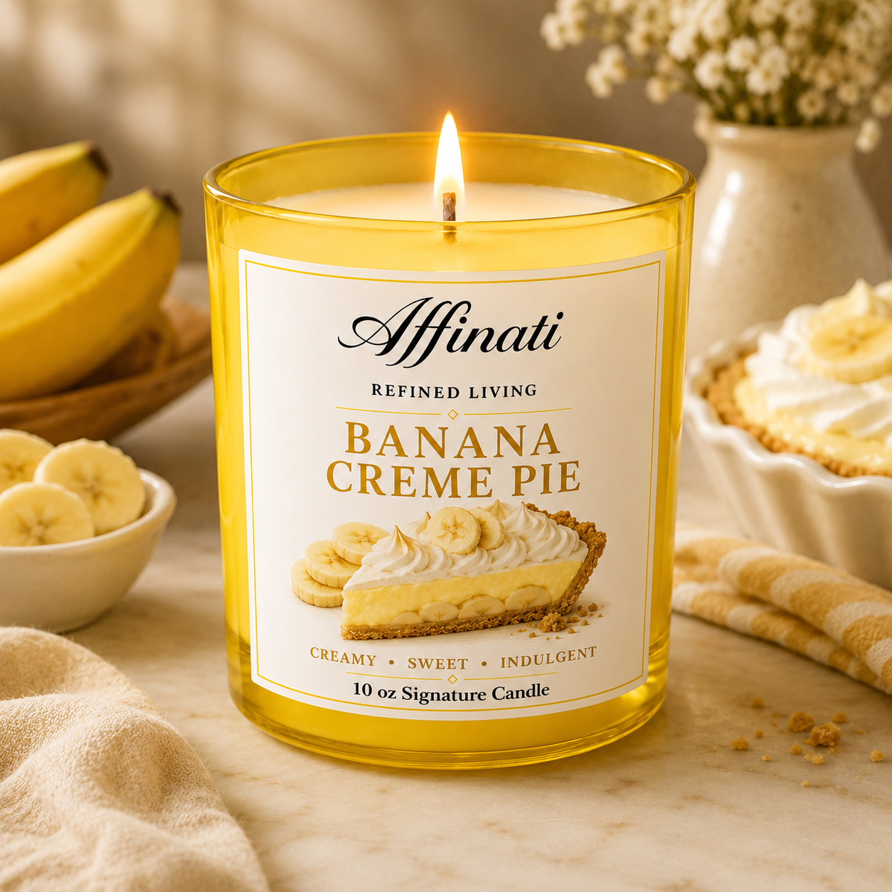 Vela Assinatura Torta de Creme de Banana