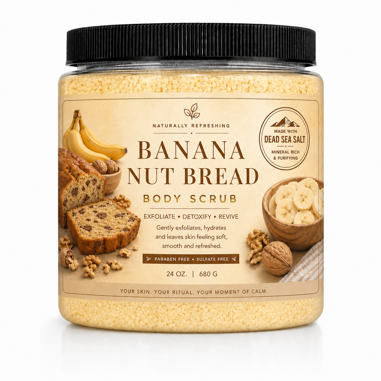 Banan- och nötbrödskroppsskrubb | Döda havssalt