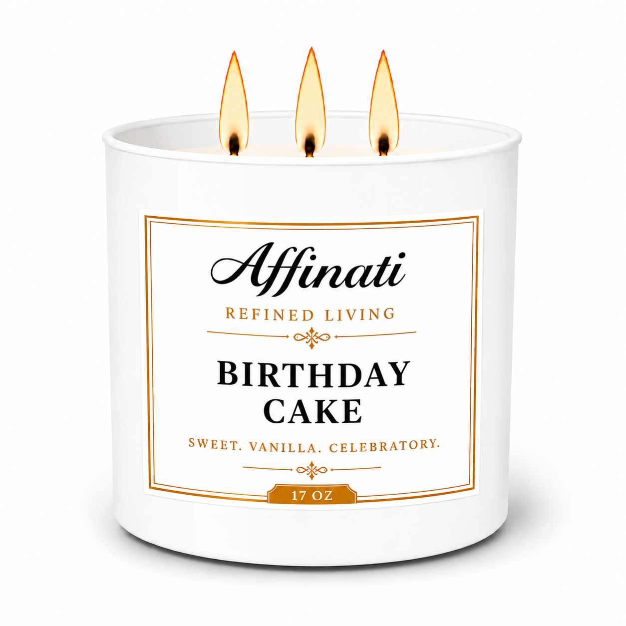 Bougie à 3 mèches parfum gâteau d'anniversaire