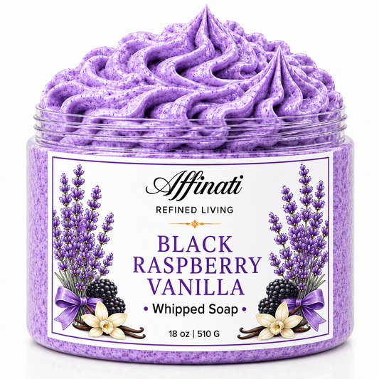 Savon fouetté à la vanille et à la framboise noire