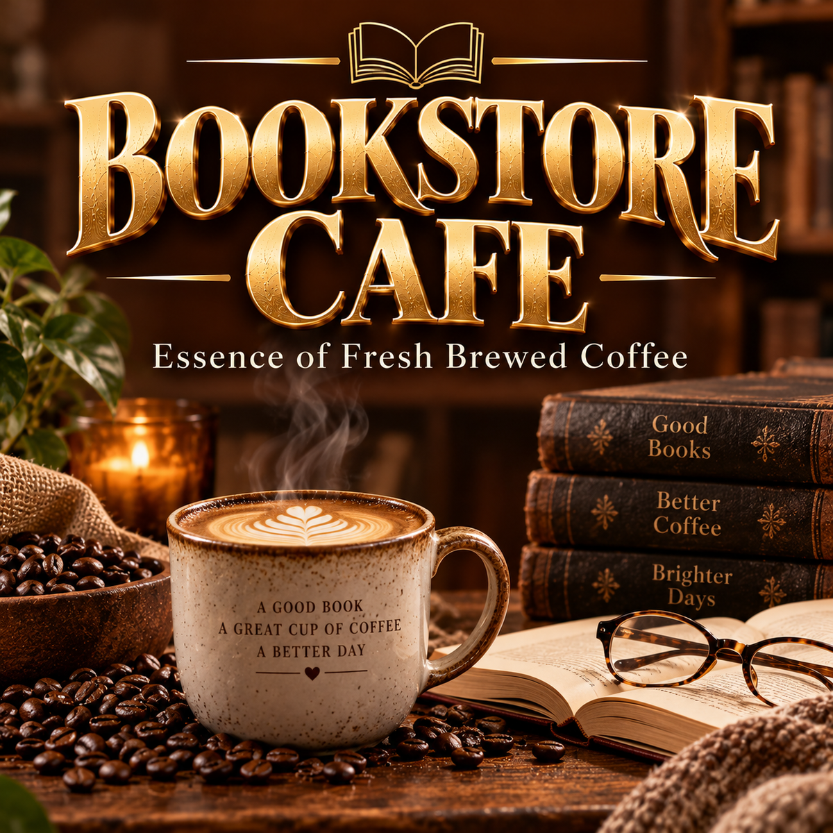 Vela Bookstore Cafe 24 oz – Vela de Mecha Doble Colección Atemporal