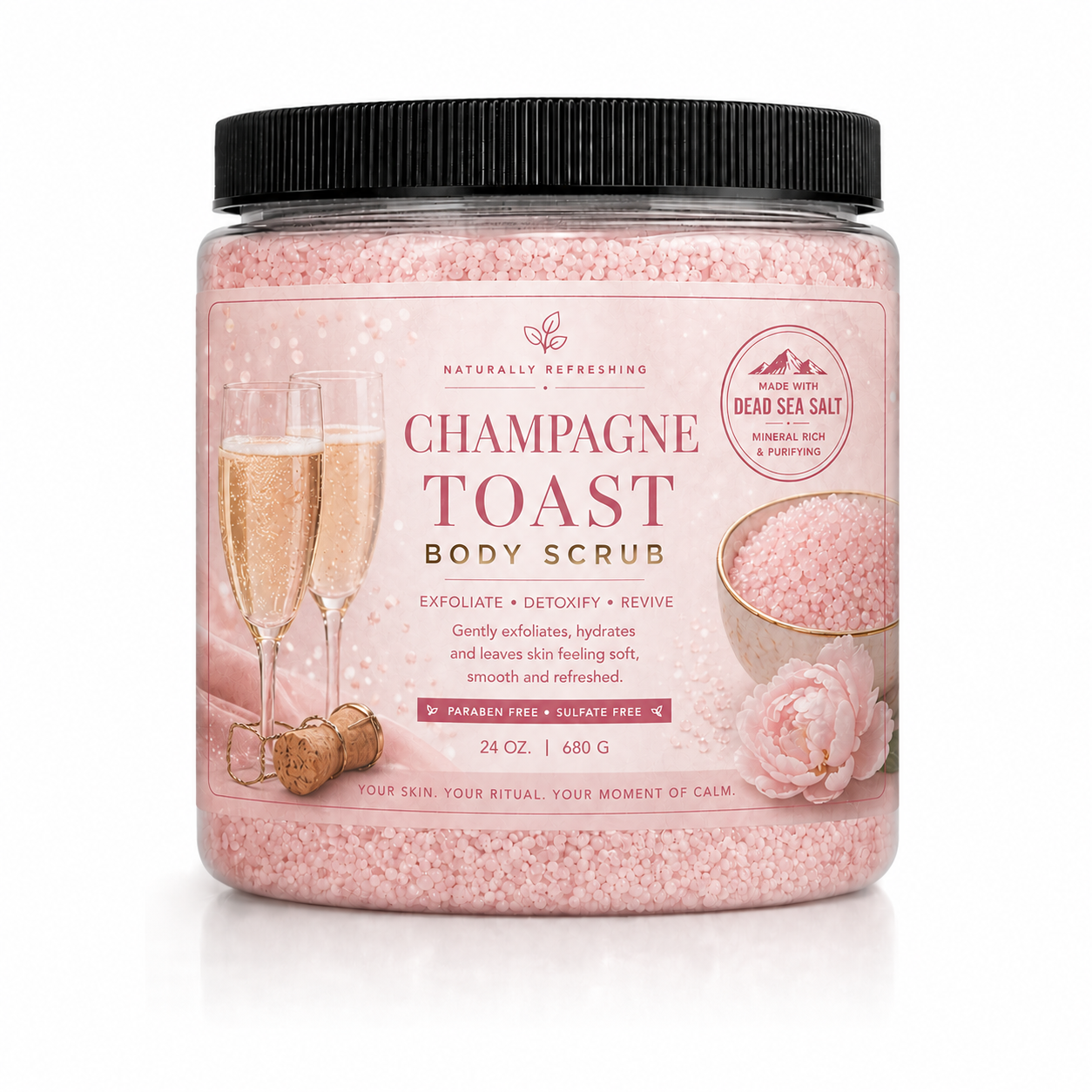 Gommage corporel Champagne Toast | Sel de la mer Morte