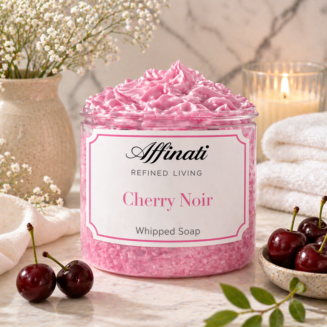 Cherry Noir Whipped Soap - 20 oz - Affinati