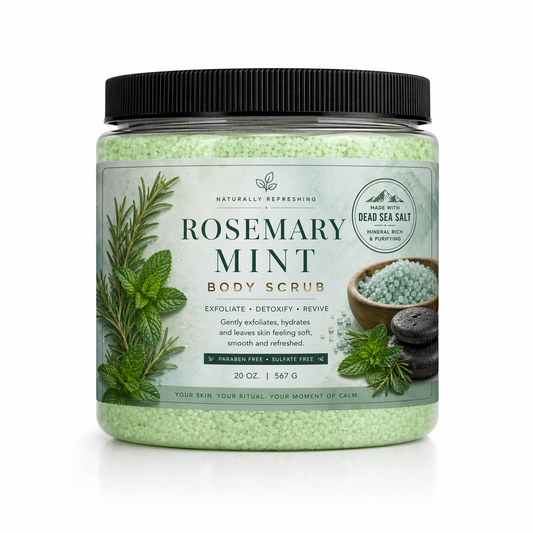 Rosmarin-Minze Körperpeeling 20 oz | Aufgeschäumtes Salzpeeling