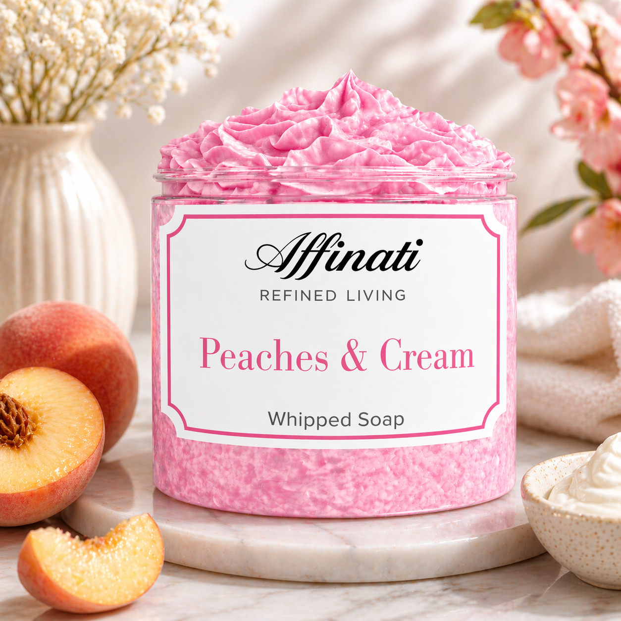 Peaches & Cream Whipped Soap - 20 oz - Affinati