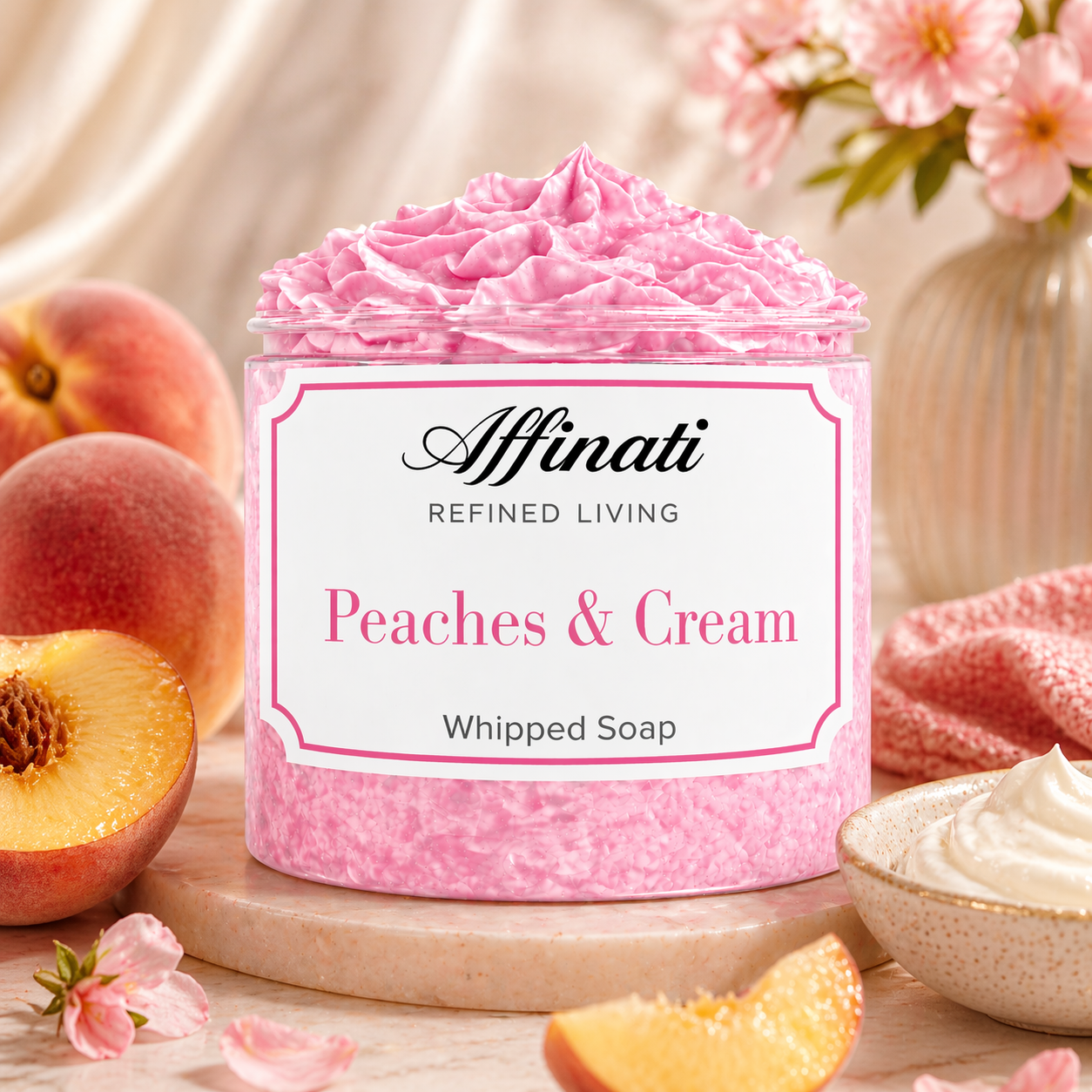 Peaches & Cream Whipped Soap - 20 oz - Affinati
