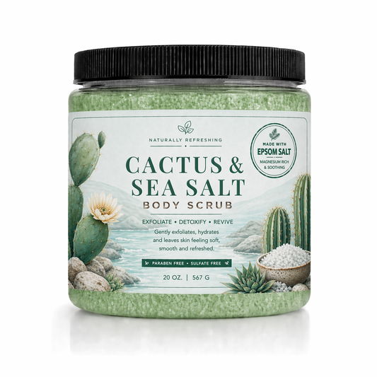 선인장 & 바다 소금 바디 스크럽 20 oz | 엡솜 소금