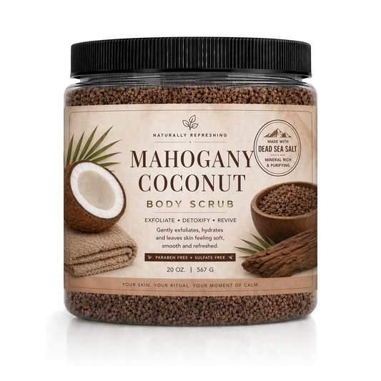 Mahagoni-Kokos-Körperpeeling 20 oz | Totes-Meer-Salz