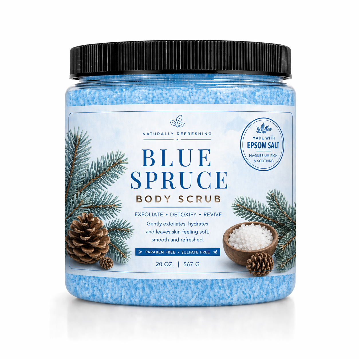 Esfoliante Corporal Blue Spruce 20 oz | Sal de Epsom