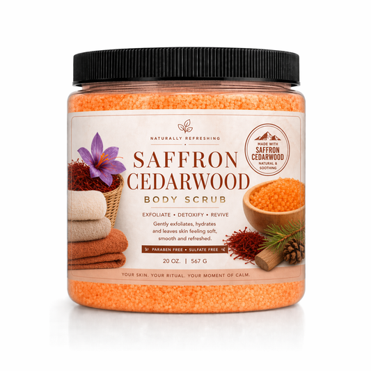 Safran-Zedernholz-Körperpeeling 20 oz | Aufgeschäumtes Salzpeeling
