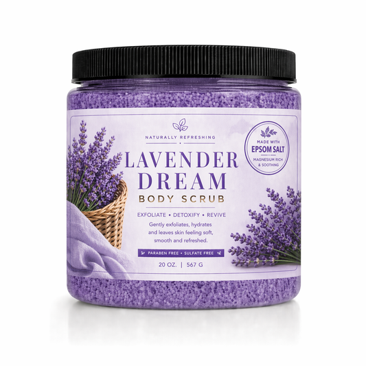 라벤더 바닐라 바디 스크럽 20 oz | 엡솜 솔트