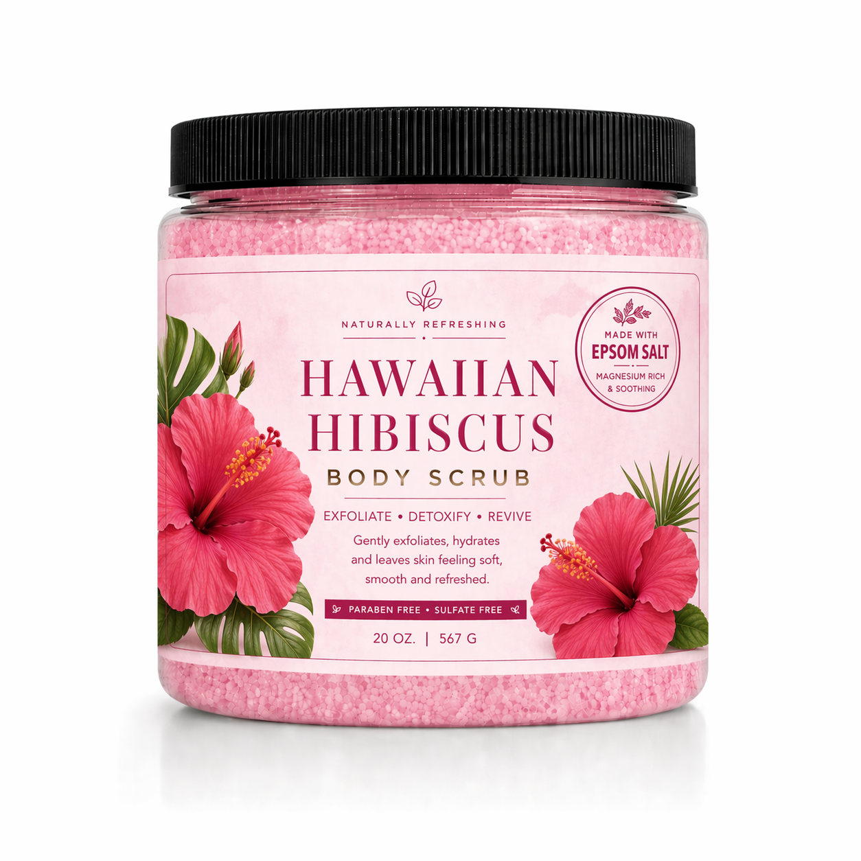 Hawaiian Hibiscus Body Scrub 20 oz | Epsom Salt - Affinati