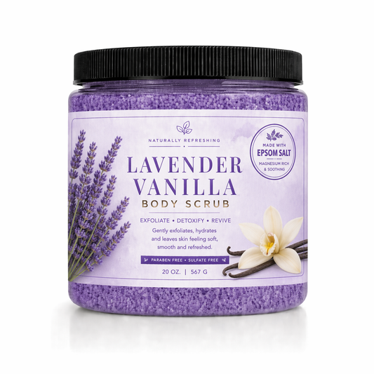 라벤더 바닐라 바디 스크럽 20 oz | 엡솜 솔트