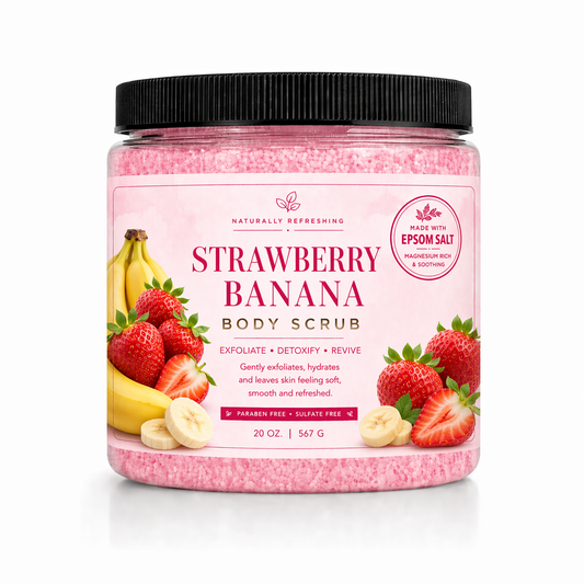 Strawberry Banana Body Scrub 20 oz | Epsom Salt