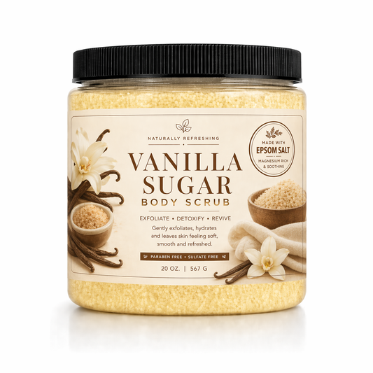 Vaniljesukker Kropsskrub 20 oz | Pisket Salt Skrub