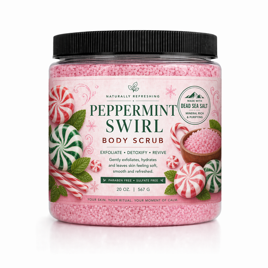 Pfefferminz-Swirls Körperpeeling 20 oz | Totes-Meer-Salz