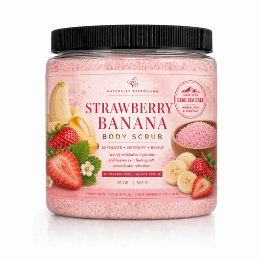Erdbeer-Bananen-Körperpeeling 20 oz | Totes-Meer-Salz