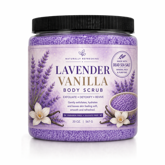 Lavendel-Vanille-Körperpeeling 20 oz | Totes-Meer-Salz