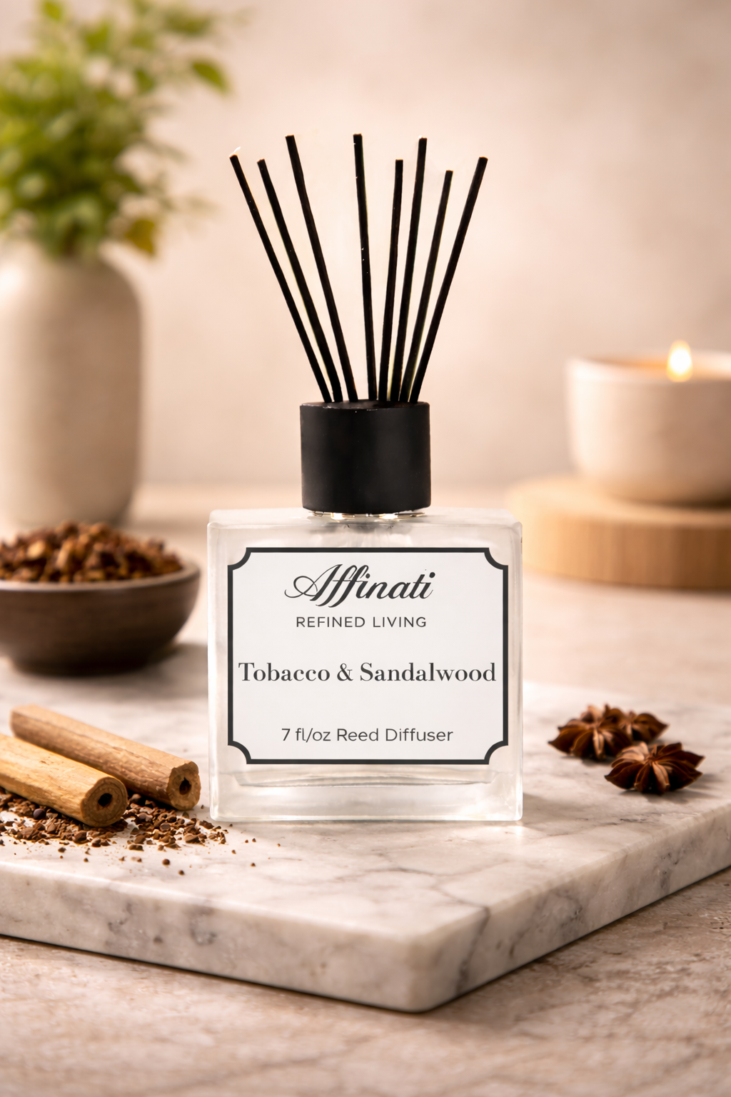 Tobacco & Sandalwood Reed Diffuser - Affinati