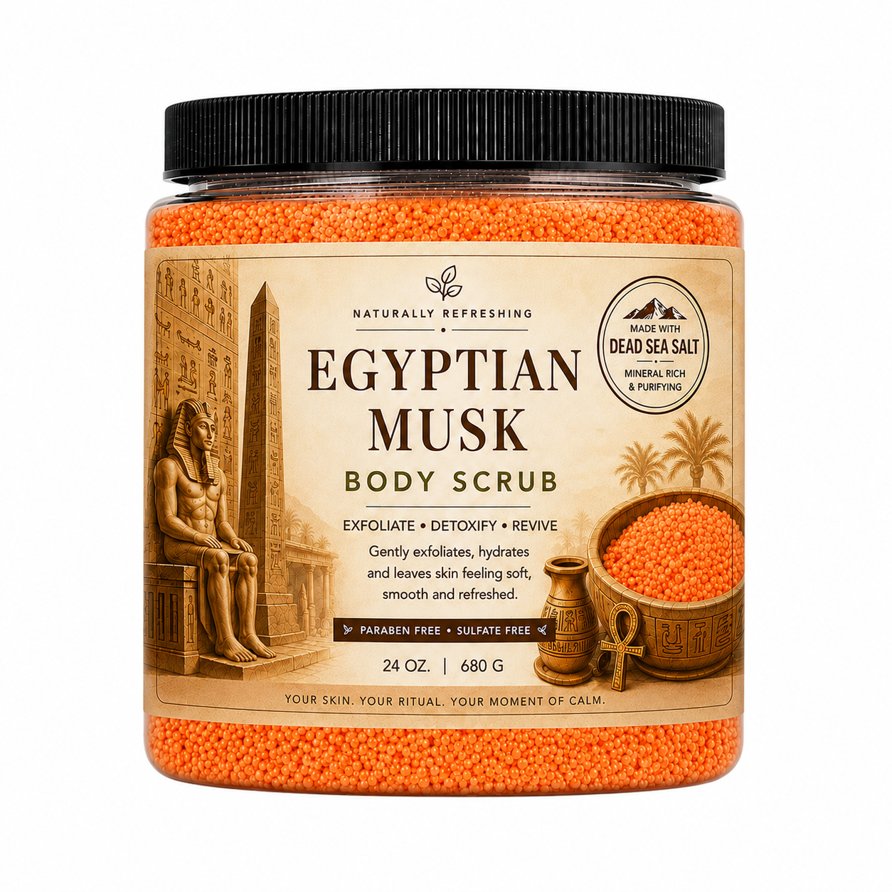 Body scrub med egyptisk moskus 24 oz | Dødehavssalt