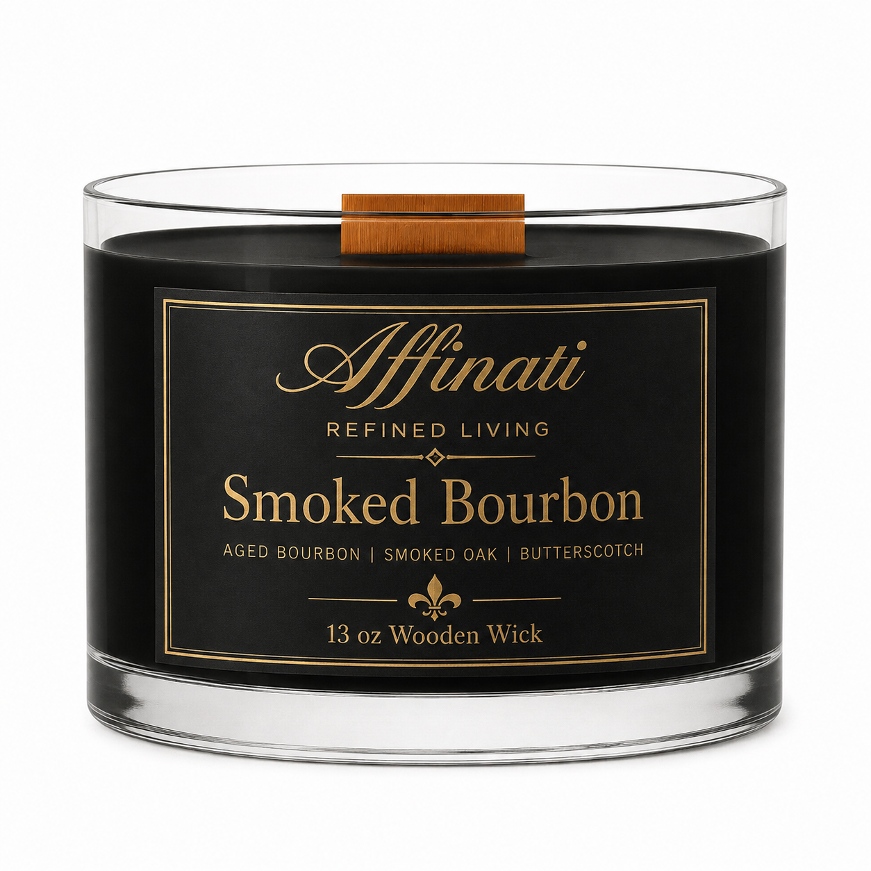 Smoked Bourbon Wooden Wick Candle – Luxury 13 oz Soy Blend | Affinati