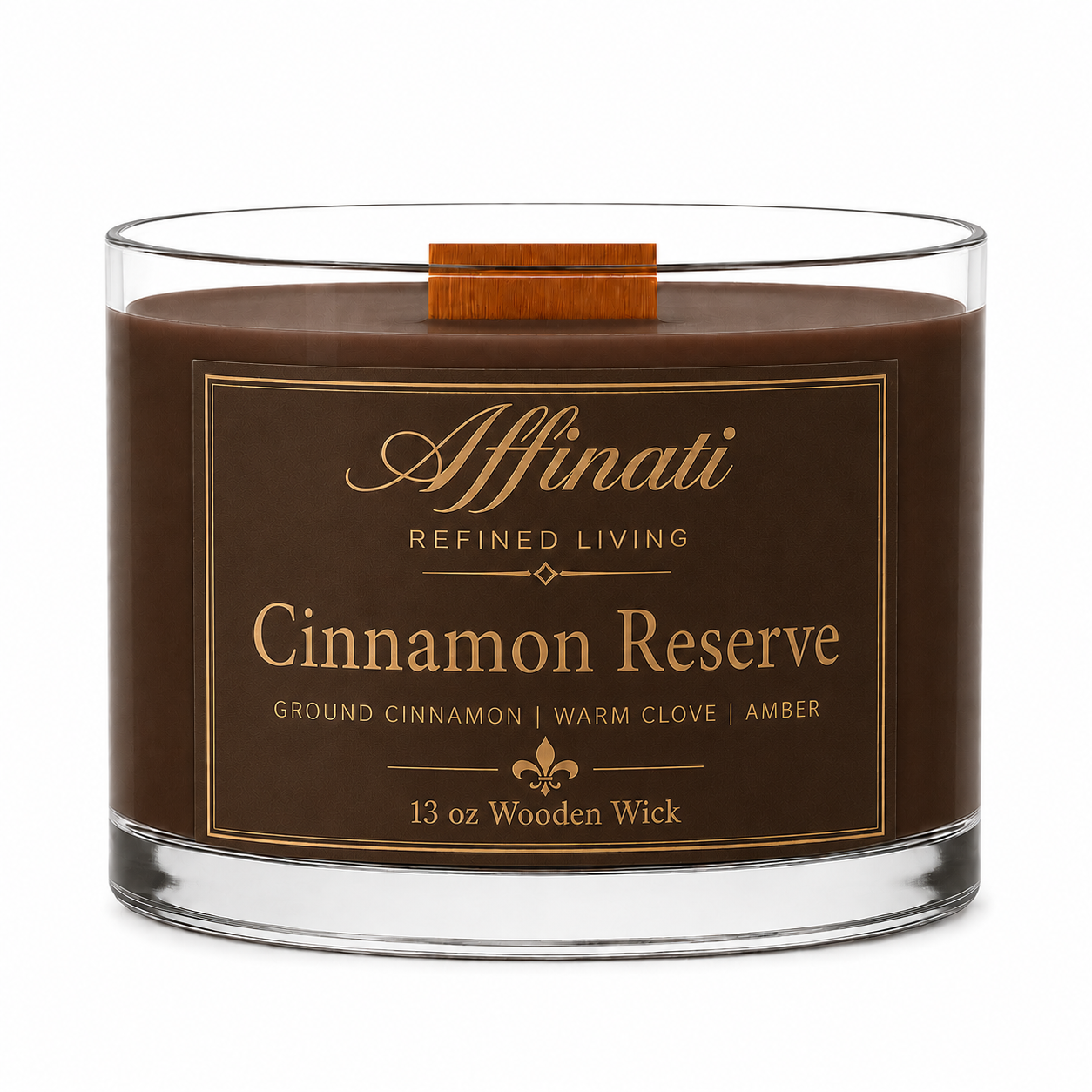 Kaneel Reserve Houten Lont Kaars – Luxe 13 oz Sojaboonmix | Affinati