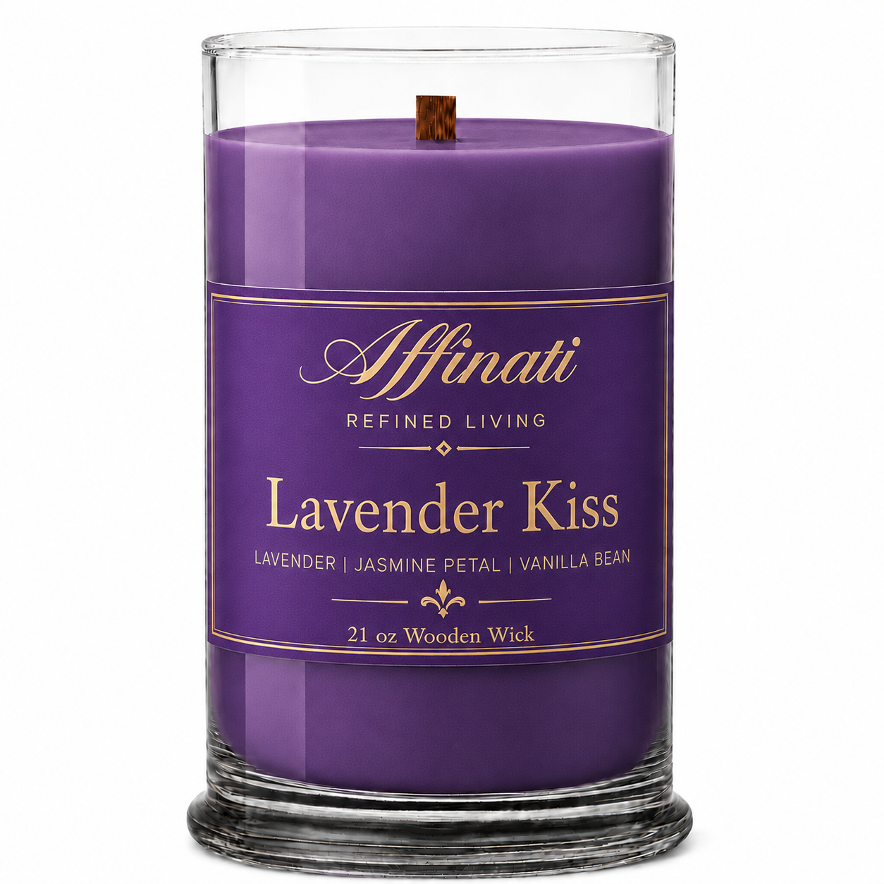 Lavender Kiss Wooden Wick Candle – Luxury 21 oz Soy Blend | Affinati