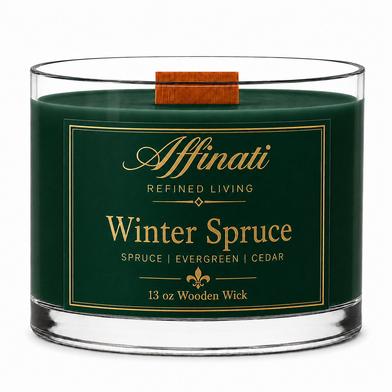 Winter Spruce Wooden Wick Candle – Luxury 13 oz Soy Blend | Affinati