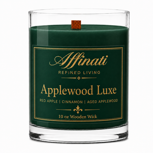 Bougie à mèche en bois Applewood Luxe – Mélange de soja de luxe 10 oz | Affinati