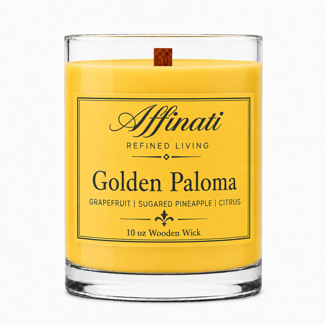 Golden Paloma Wooden Wick Candle – Luxury 10 oz Soy Blend | Affinati